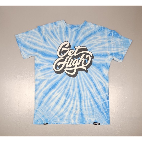 Cookies T-Shirt Mens Large Get High T-Shirt Blue Tie‎ Dye Tee - Picture 1 of 8